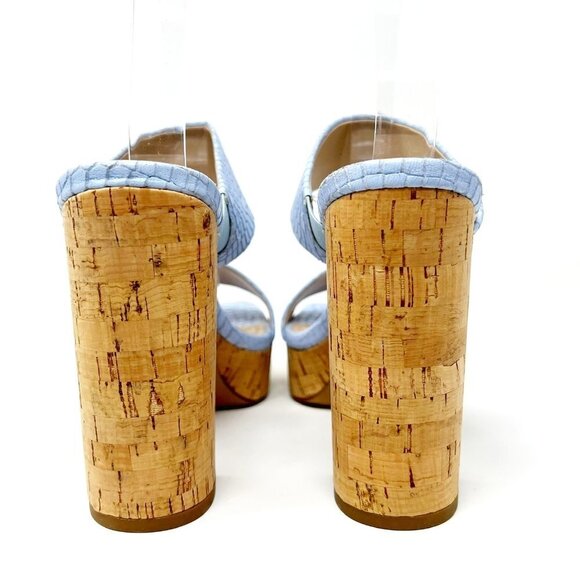 Charles by Charles David Sandals Women's 7.5 Baby Blue Croc-Embossed Platform - Picture 6 of 12